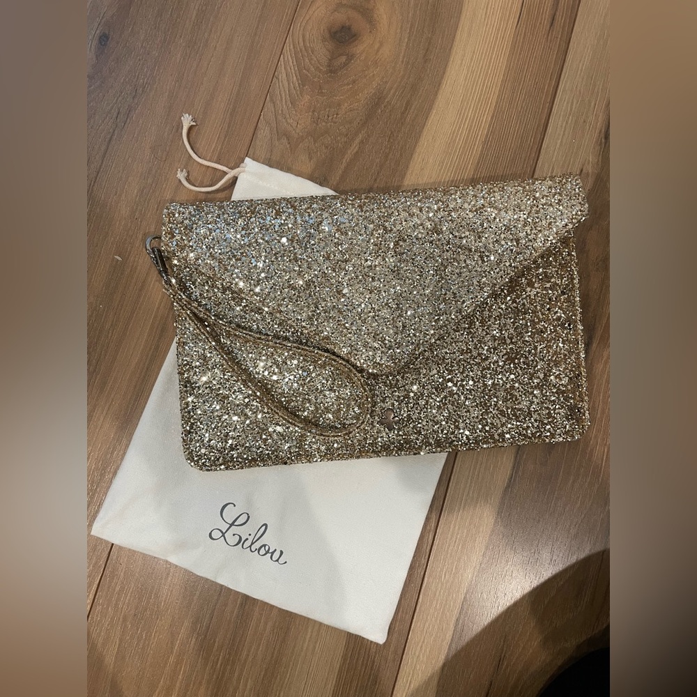 Lilou Paris sparkle gold wristlet bag